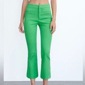 Zara Kelly Green Slacks Ankle Pants Stretch Medium